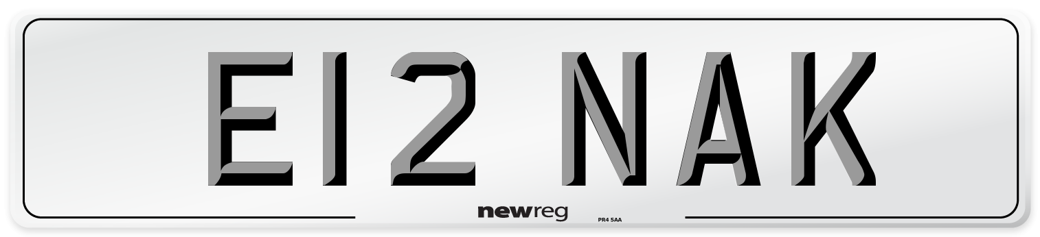 E12 NAK Number Plate from New Reg